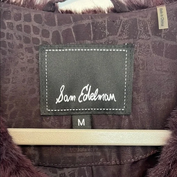 Sam Edelman Faux Fur Jacket in Rich Burgundy - Picture 3 of 5